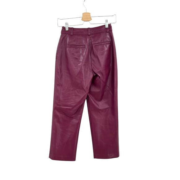 Aritzia Babaton Command Cropped Pants Trouser Vegan Faux Leather Purple Size 0 - Picture 6 of 11